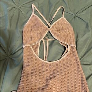 Brown Halter Bodycon Mini Dress- Sheer Lightweight Night Out Style